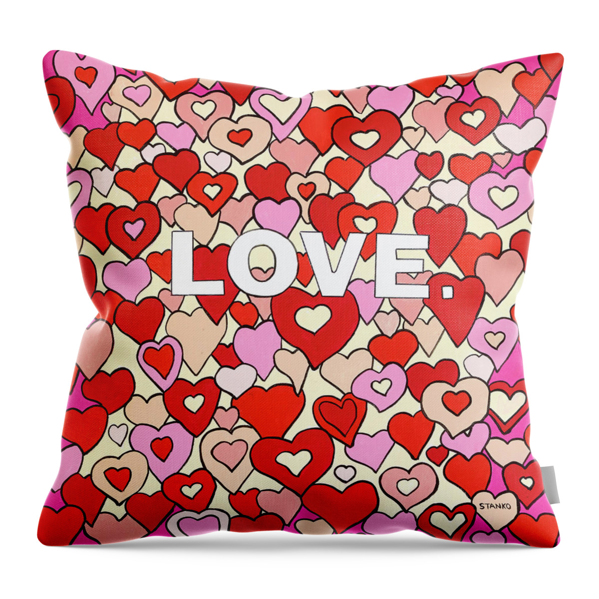 Love Valentine's Day Throw Pillow featuring the painting Love #1 by Mike Stanko