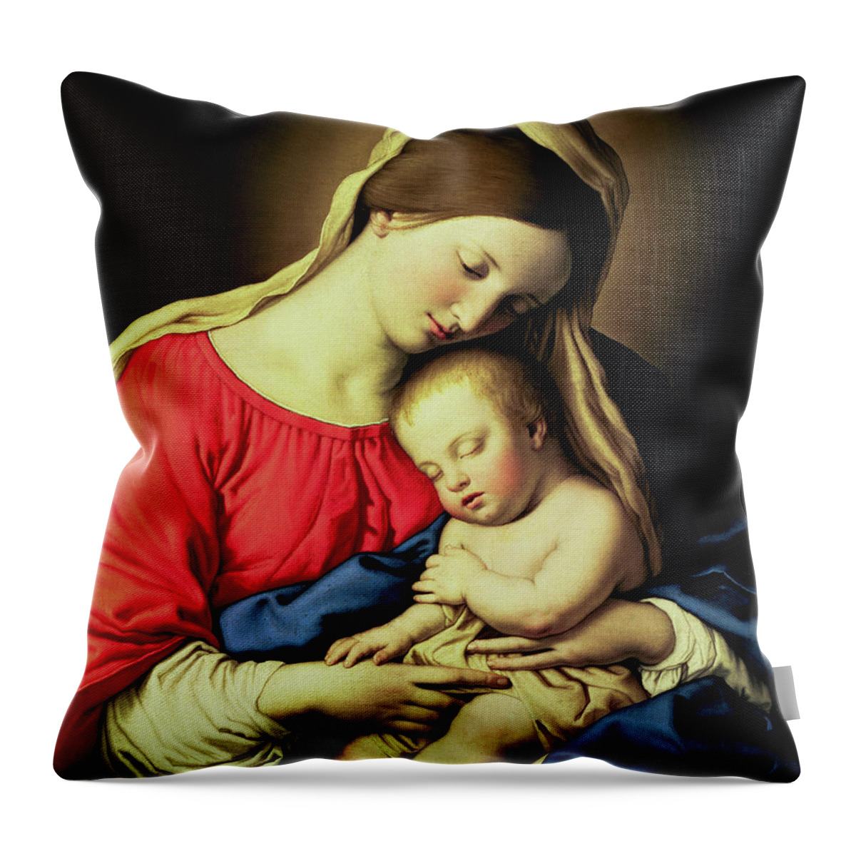 Il Sassoferrato Throw Pillow featuring the painting Madonna and Child by Il Sassoferrato