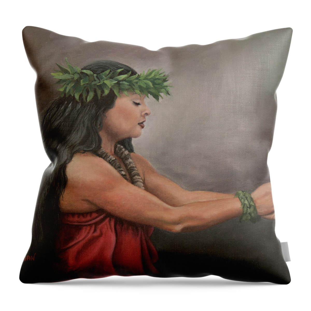 Hawaiian Throw Pillow featuring the painting Mele #1 by Megan Collins