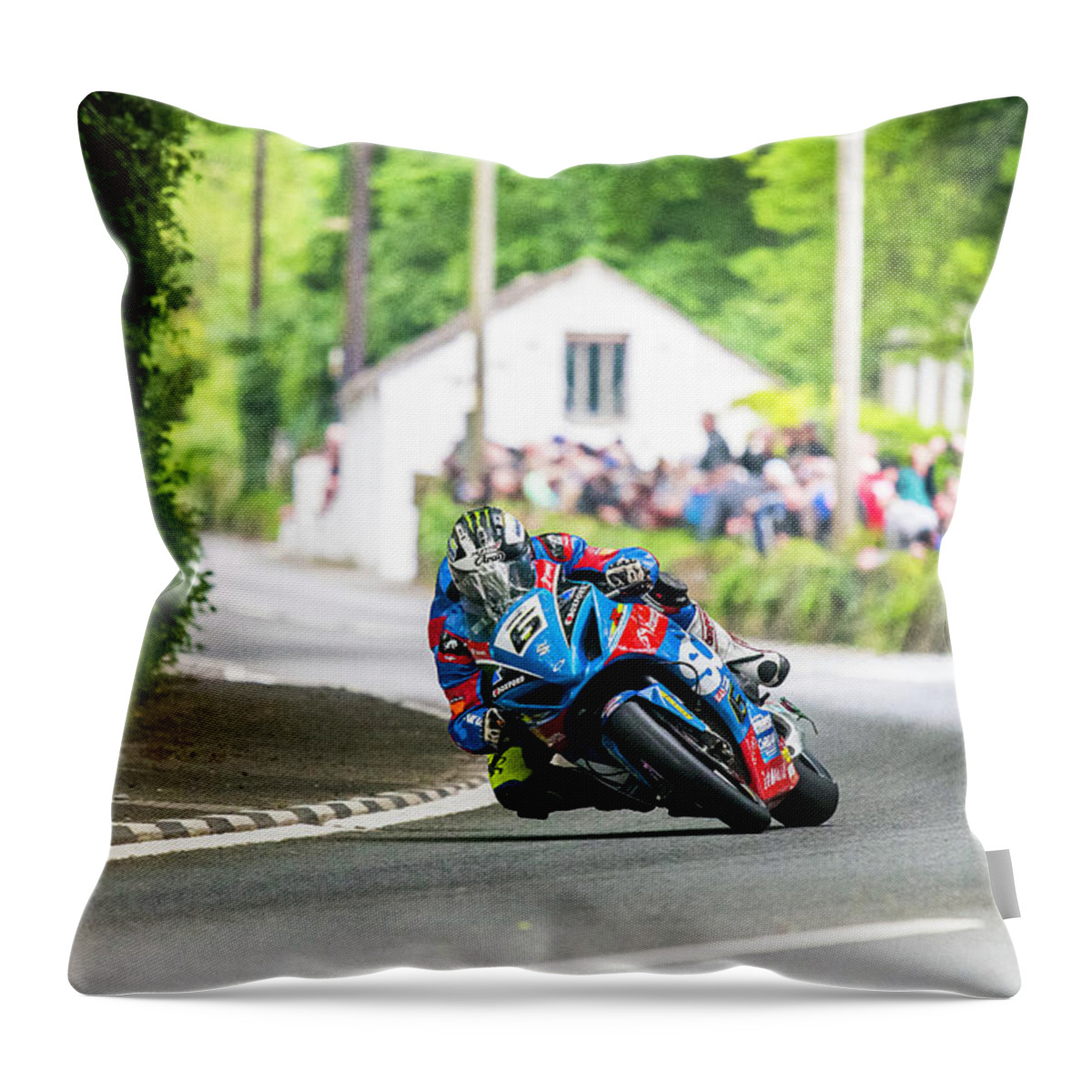 Gorse Lea Throw Pillow featuring the photograph Michael Dunlop TT 2017 #1 by Tony Goldsmith
