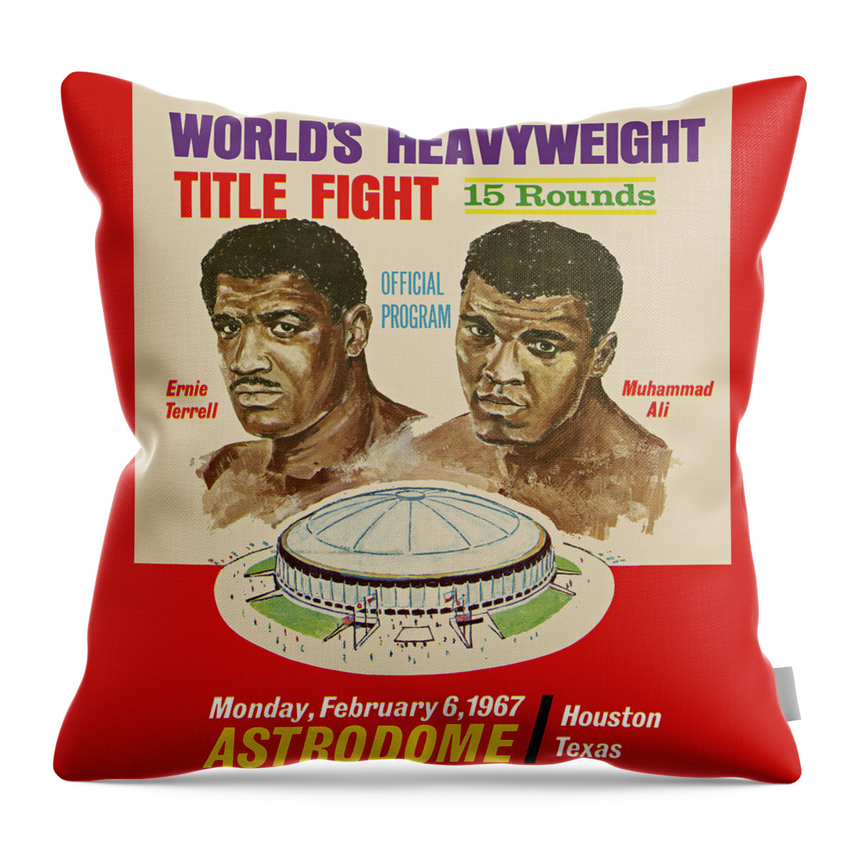 Poster Throw Pillow featuring the painting Mohammed Ali vs Ernie Terrell 1967 Fight #1 by MotionAge Designs