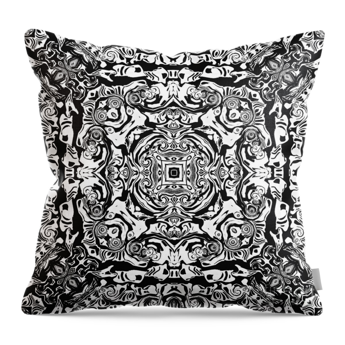 Mandala Throw Pillow featuring the digital art Monotone Mandala #1 by Phil Perkins