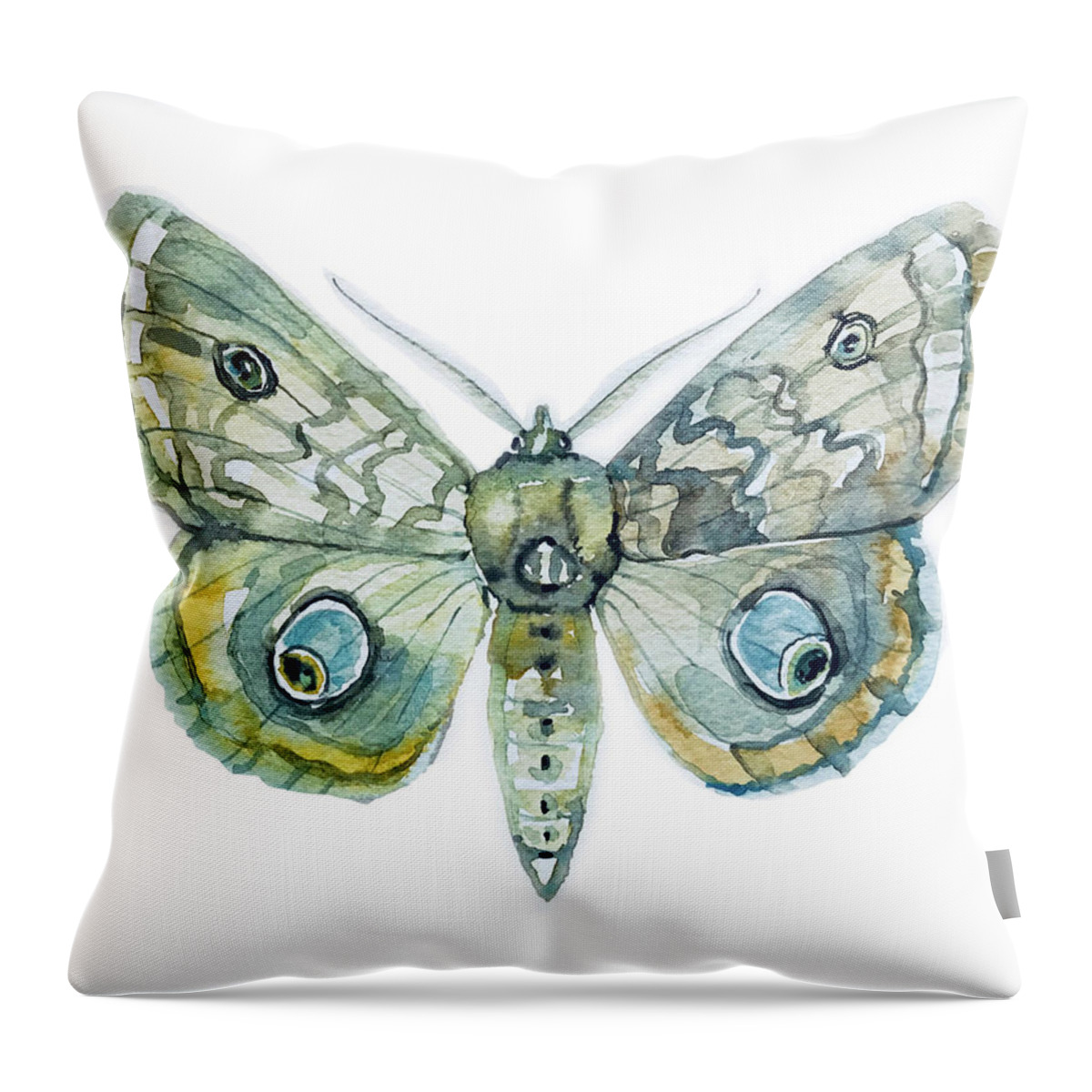 Facemask Throw Pillow featuring the painting Moth #2 by Luisa Millicent