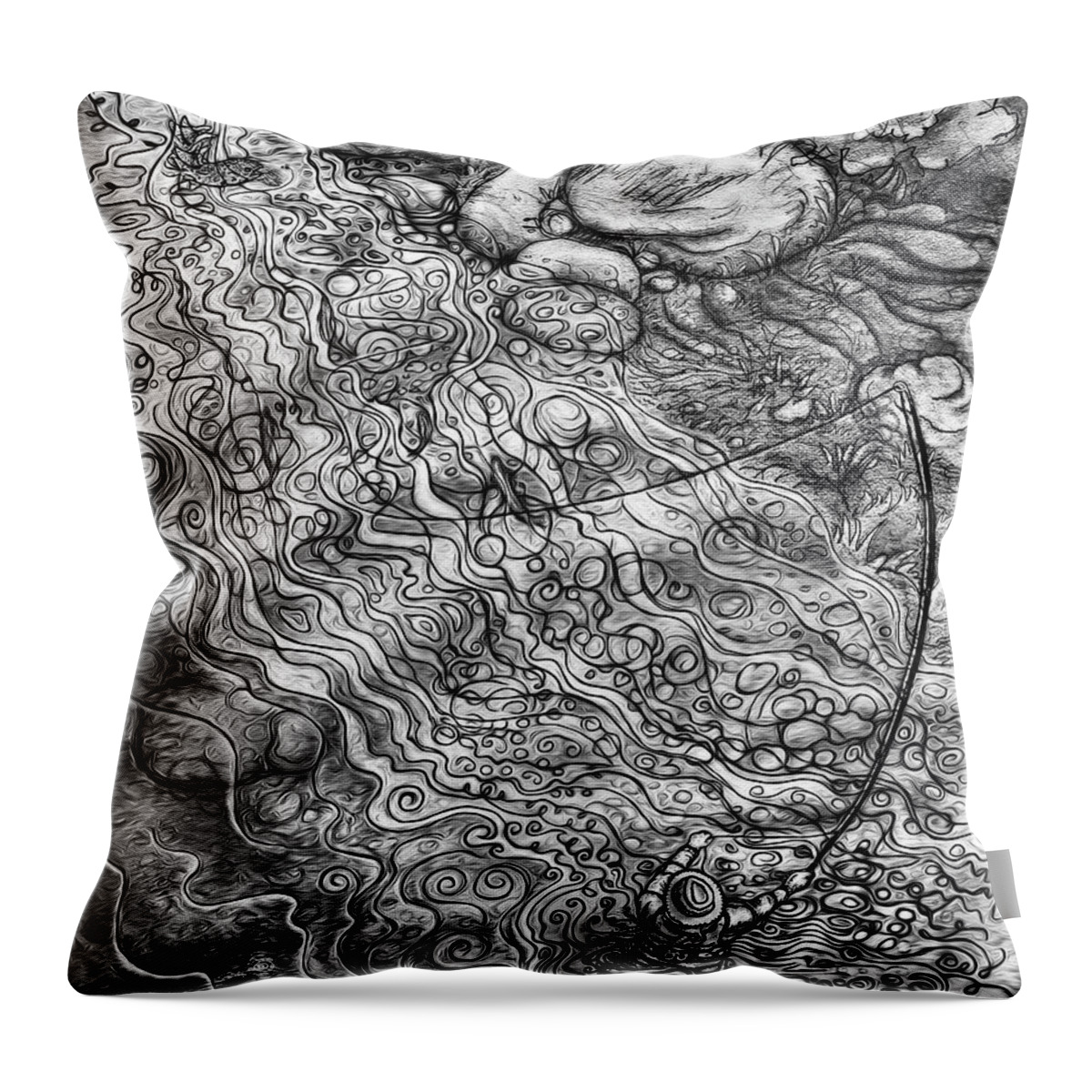 Art Throw Pillow featuring the drawing Mr Brown, The Coachman, and Me by Michael Gross