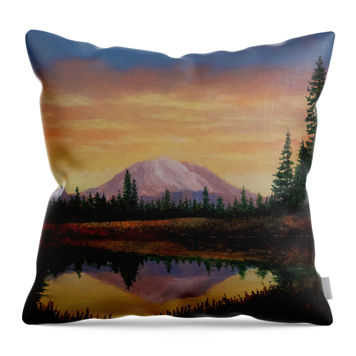 Landscape Throw Pillow featuring the painting Mt. Rainier #1 by Douglas Castleman