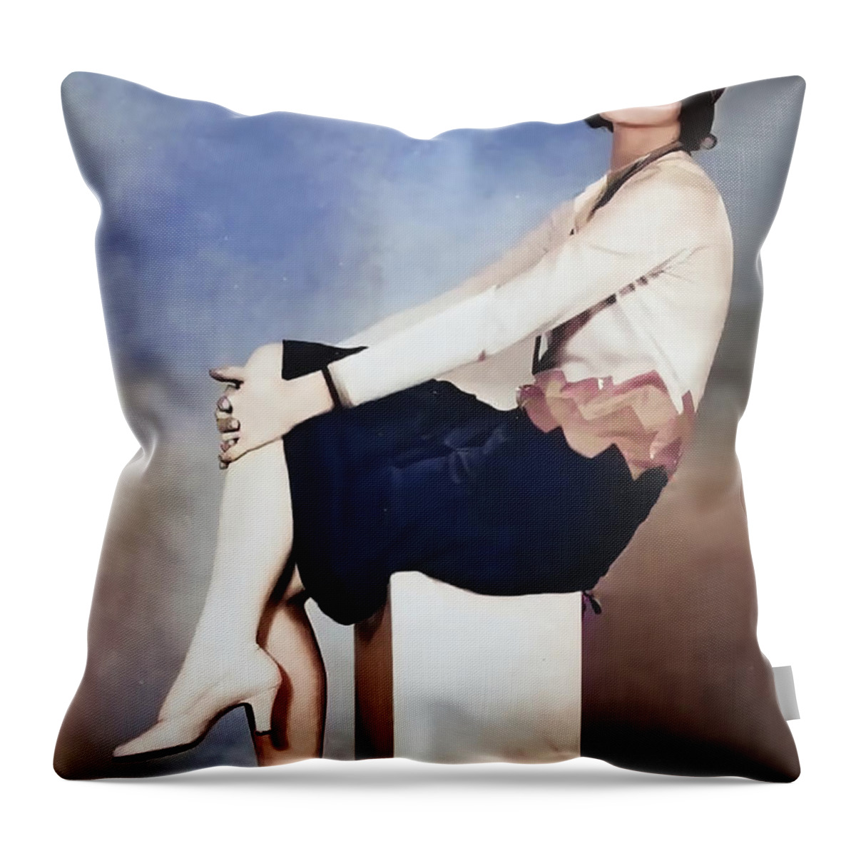 Myrna Loy Throw Pillow featuring the digital art Myrna Loy Photo Session #1 by Chuck Staley