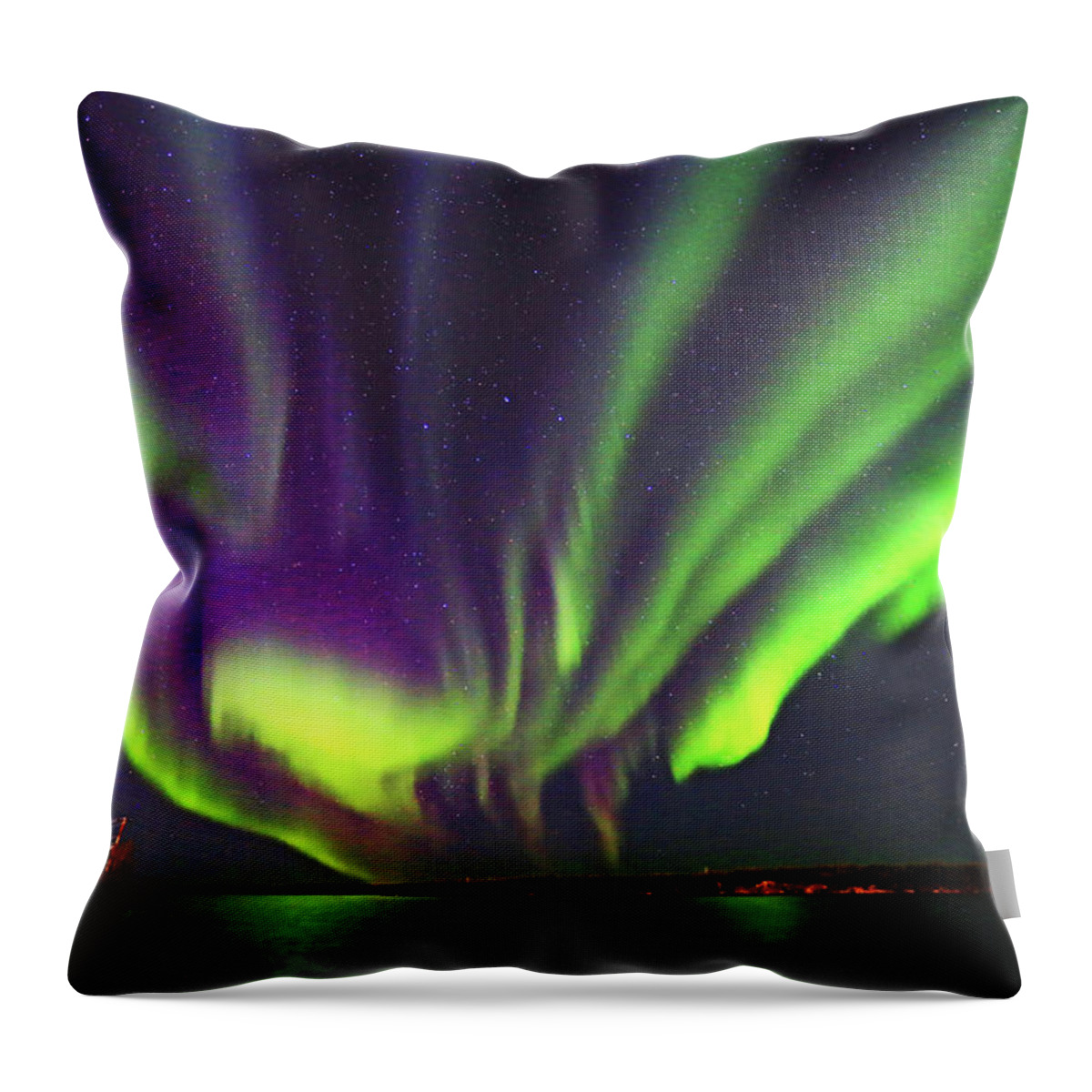 Northern Lights Throw Pillow featuring the photograph Northern Lights #1 by Shixing Wen