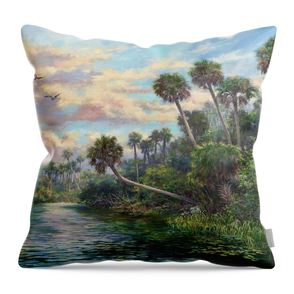 Everglades Throw Pillow featuring the painting Osprey Watch #1 by Laurie Snow Hein