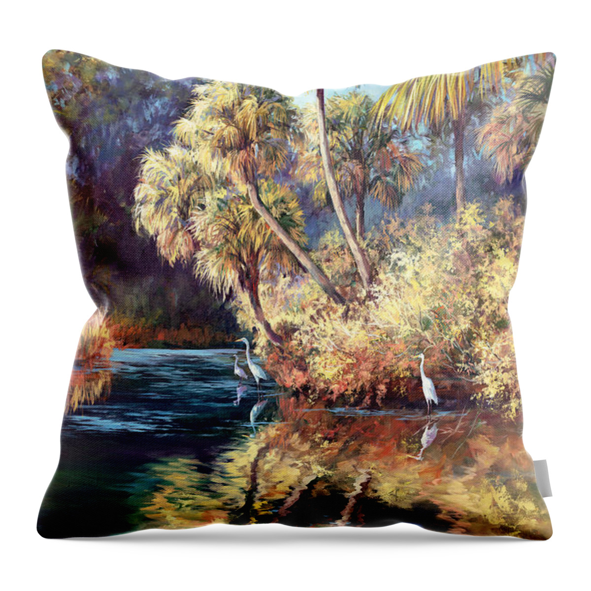 Palm Trees Throw Pillow featuring the painting Palm Tree Cove #1 by Laurie Snow Hein