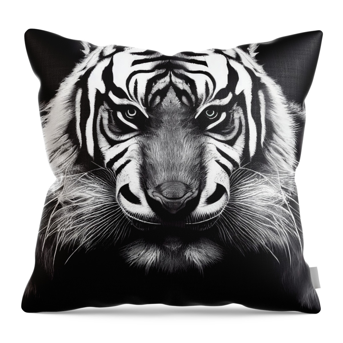 Photo Realistic Style Saber Toothed Tiger  Dramatic Décor Throw Pillow featuring the painting Photo realistic Style saber toothed tiger  dramatic l a043da645563cb6 357645563 645645563 #1 by Celestial Images