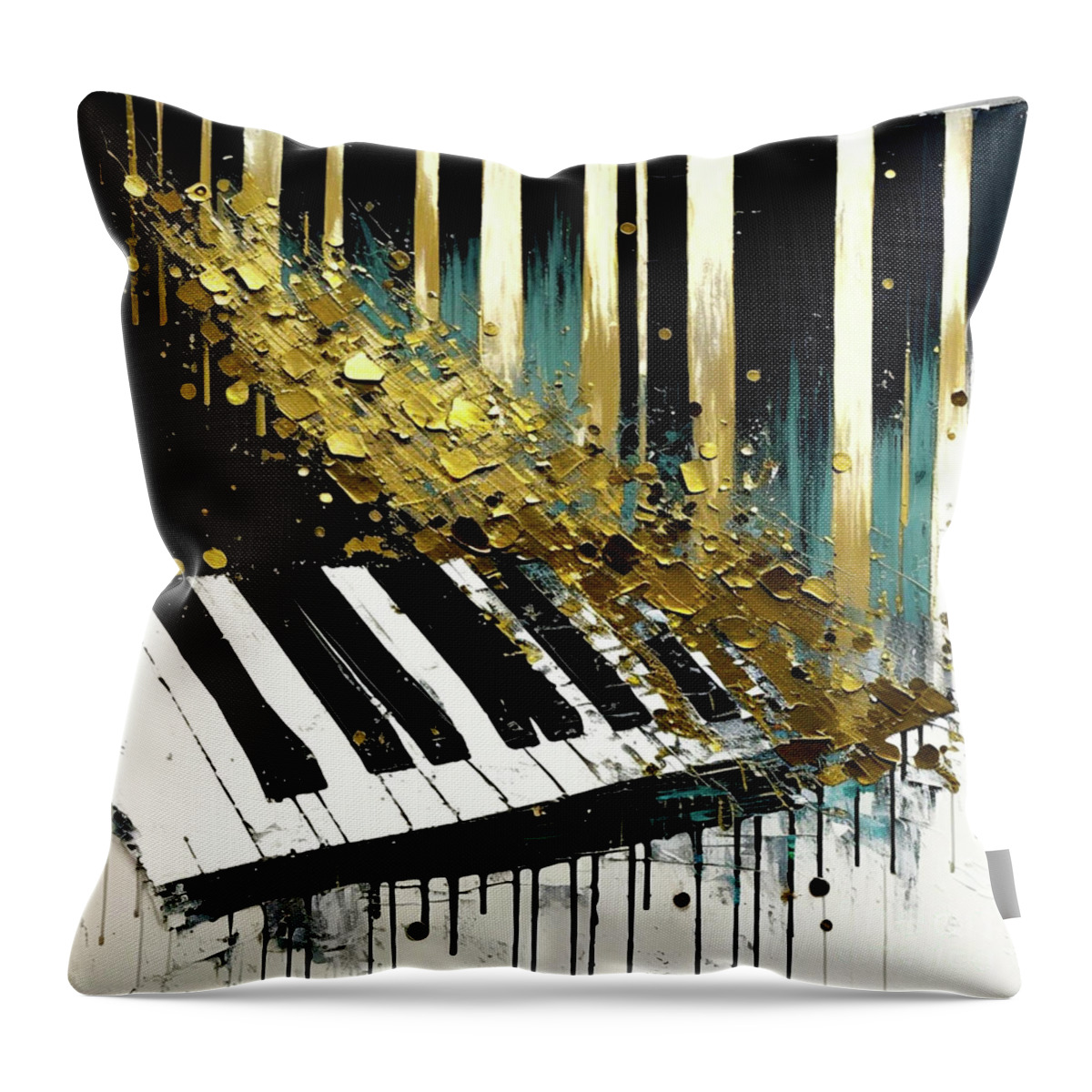 Piano Throw Pillow featuring the mixed media Piano Keys #1 #1 by Glenn Robins