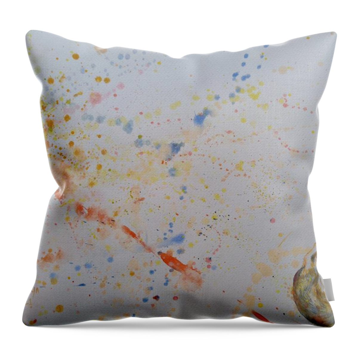 Cat Throw Pillow featuring the painting Playing In Abstract #3 by Sukalya Chearanantana