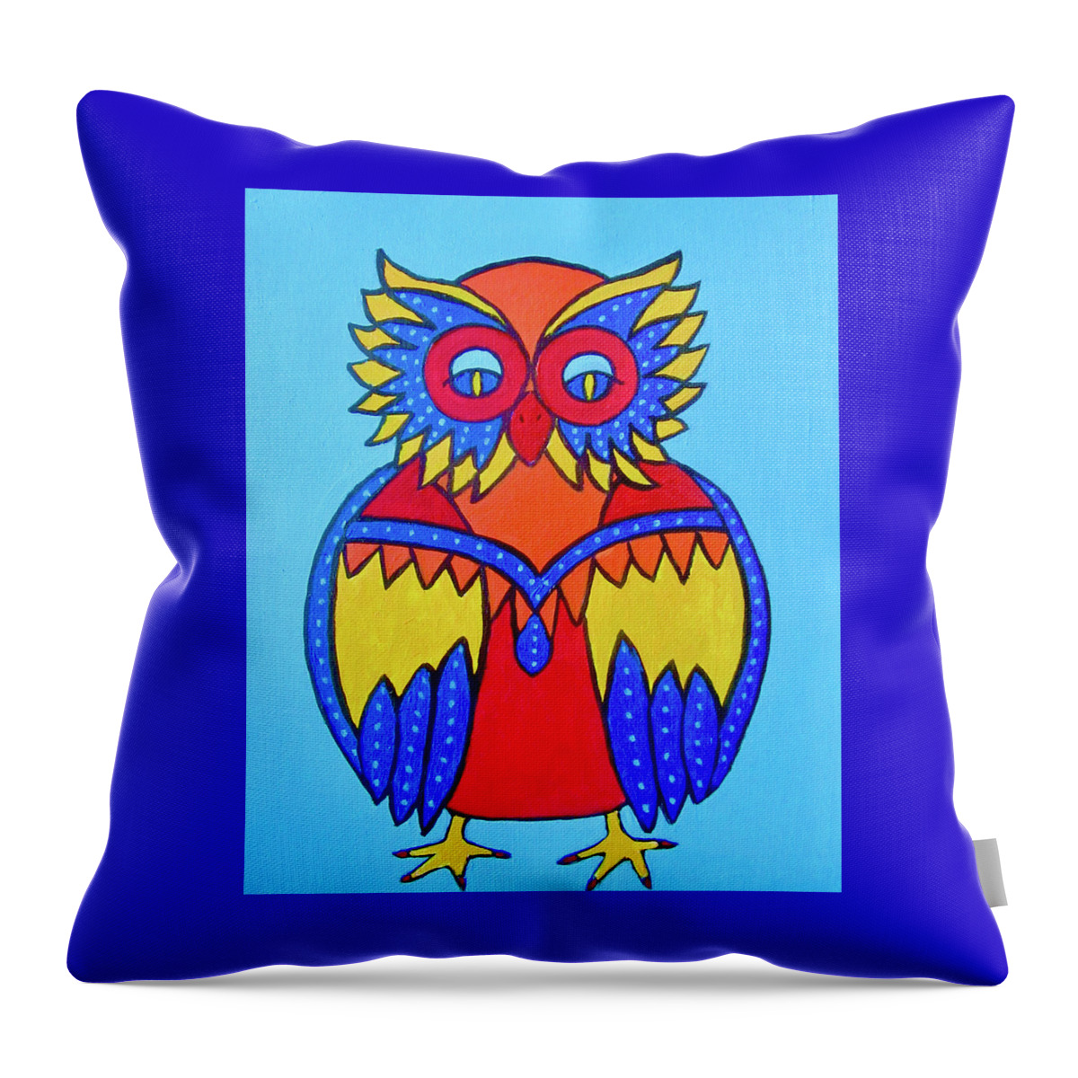 Owl Throw Pillow featuring the painting Polka Dot Owl #1 by Stephanie Moore