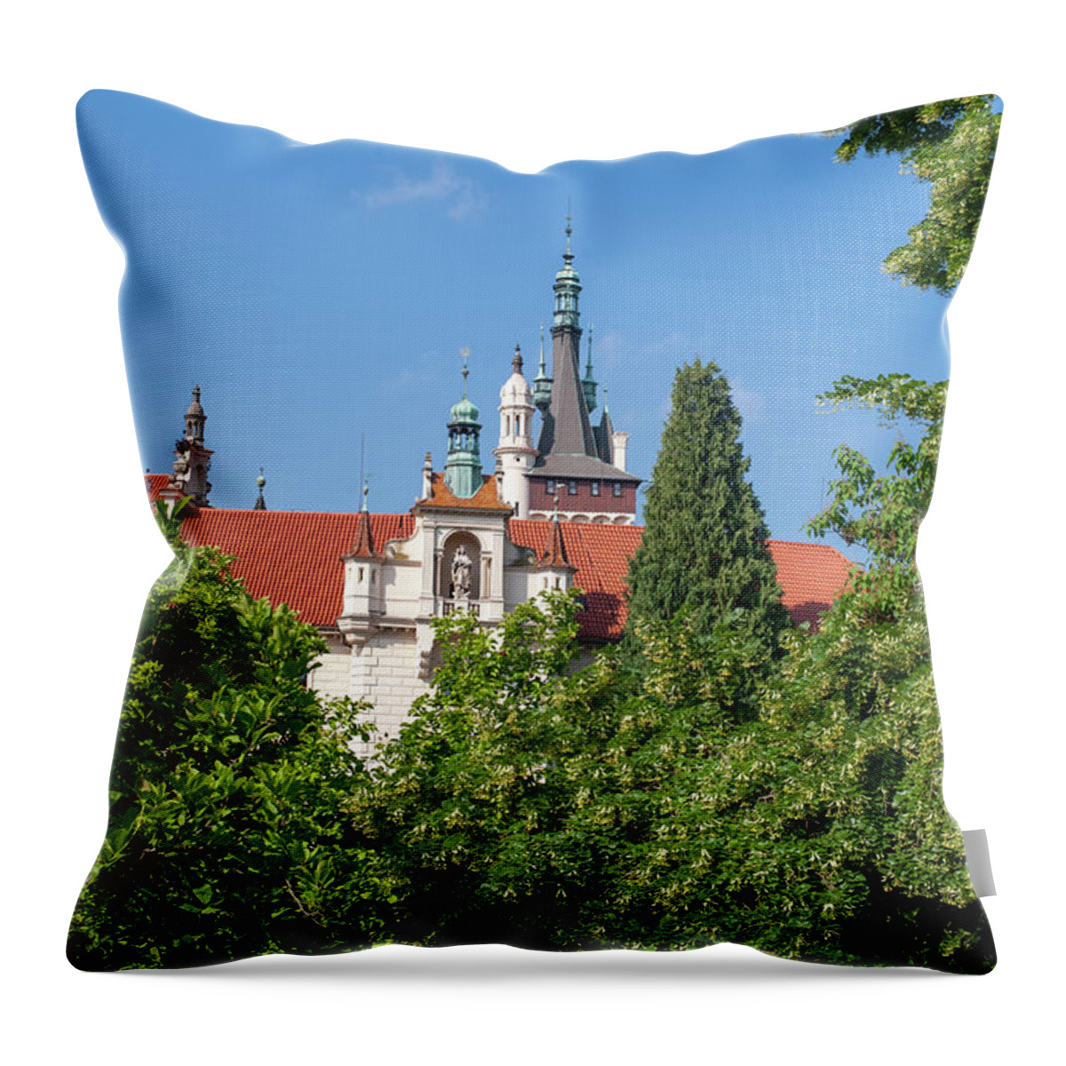 Jenny Rainbow Fine Art Photography Throw Pillow featuring the photograph Pruhonice Castle in Spring Time #1 by Jenny Rainbow