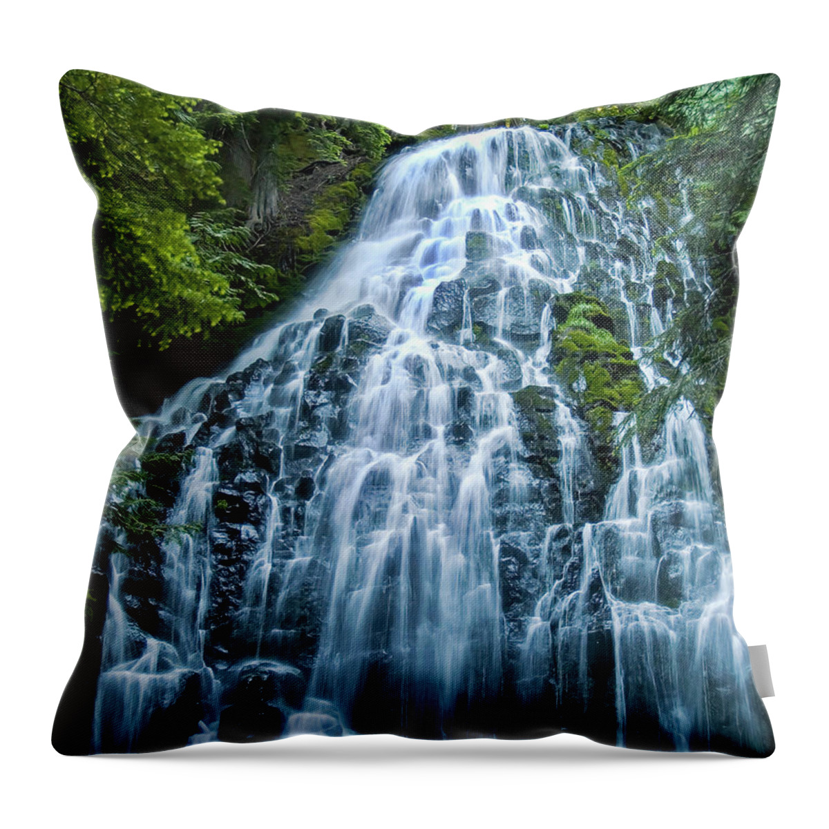 Landscape Throw Pillow featuring the photograph Ramona Falls Cascade #1 by Steven Clark