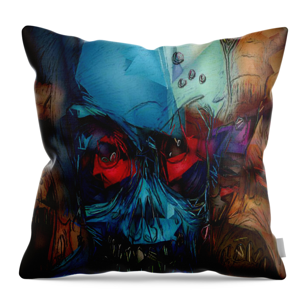 Abstract Throw Pillow featuring the digital art Red Eyes #1 by Rafael Salazar