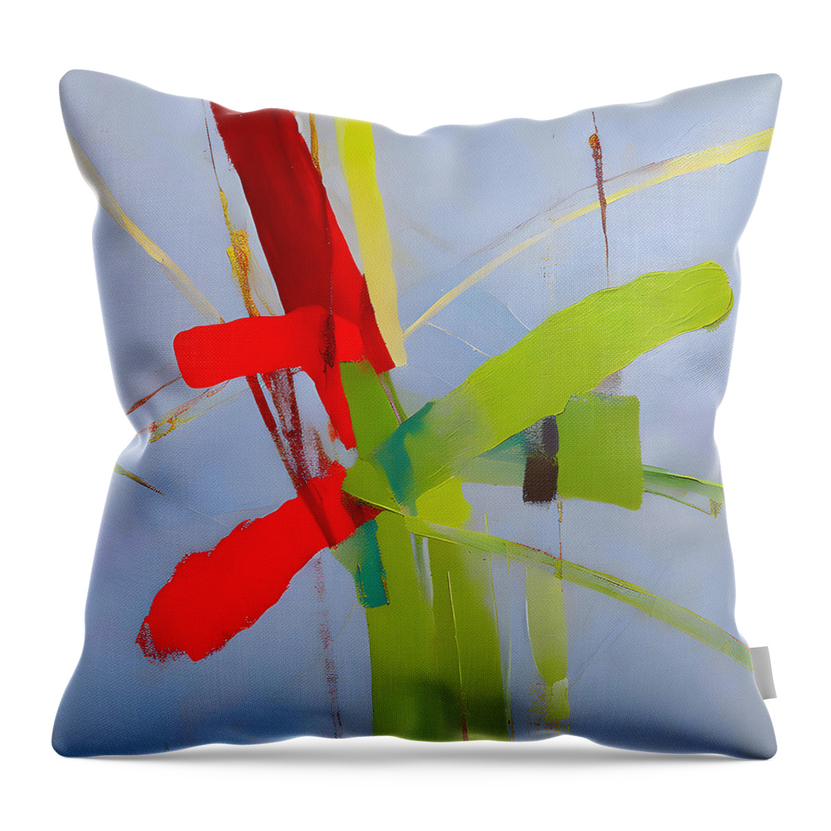 Abstract Throw Pillow featuring the painting Red Green And Yellow Modern Abstract #1 by Abstract Factory