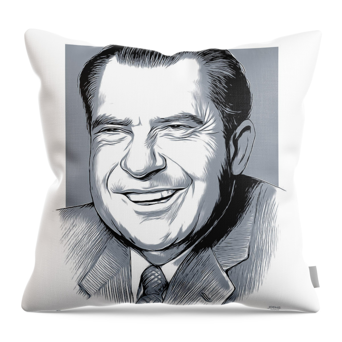 Richard Nixon Throw Pillow featuring the digital art Richard Nixon #1 by Greg Joens