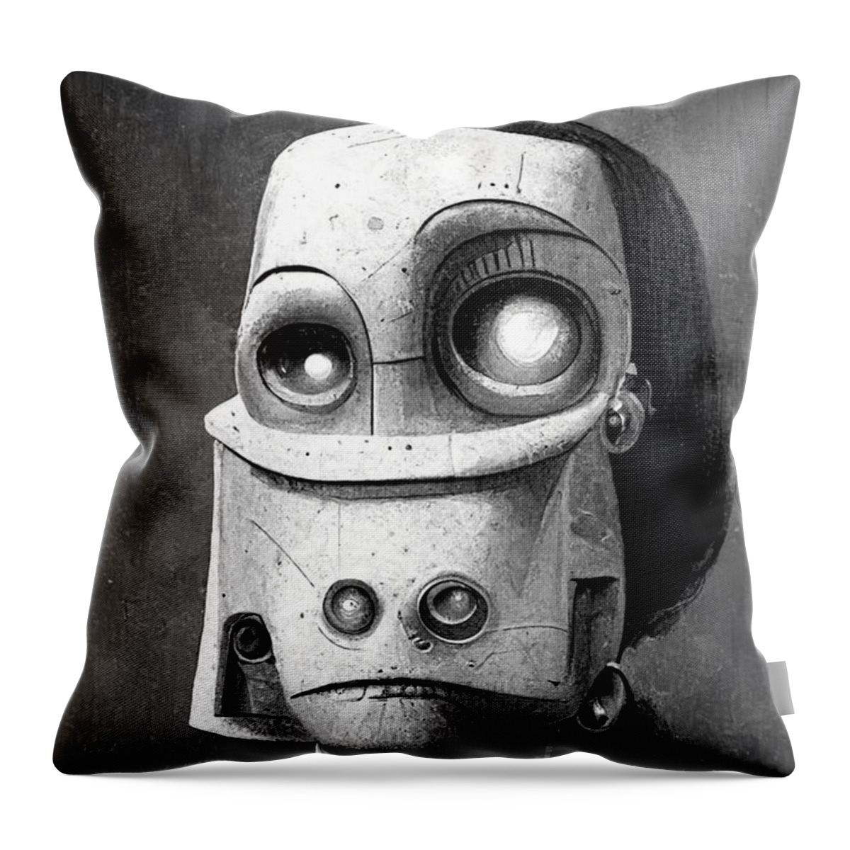 Robot Throw Pillow featuring the digital art Robot granny #2 by Sabantha