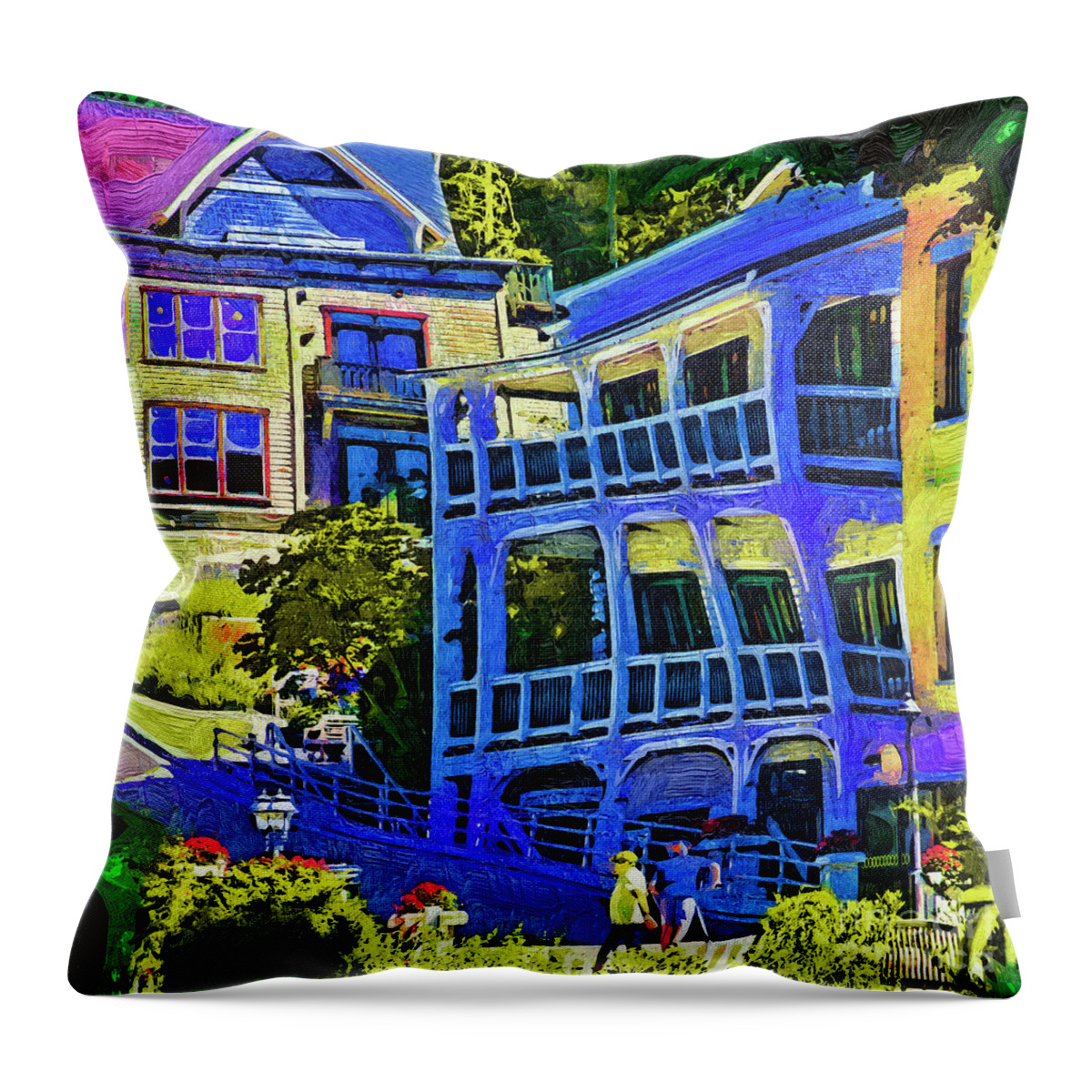 Roche-harbor Throw Pillow featuring the digital art Roche Harbor Street Scene by Kirt Tisdale