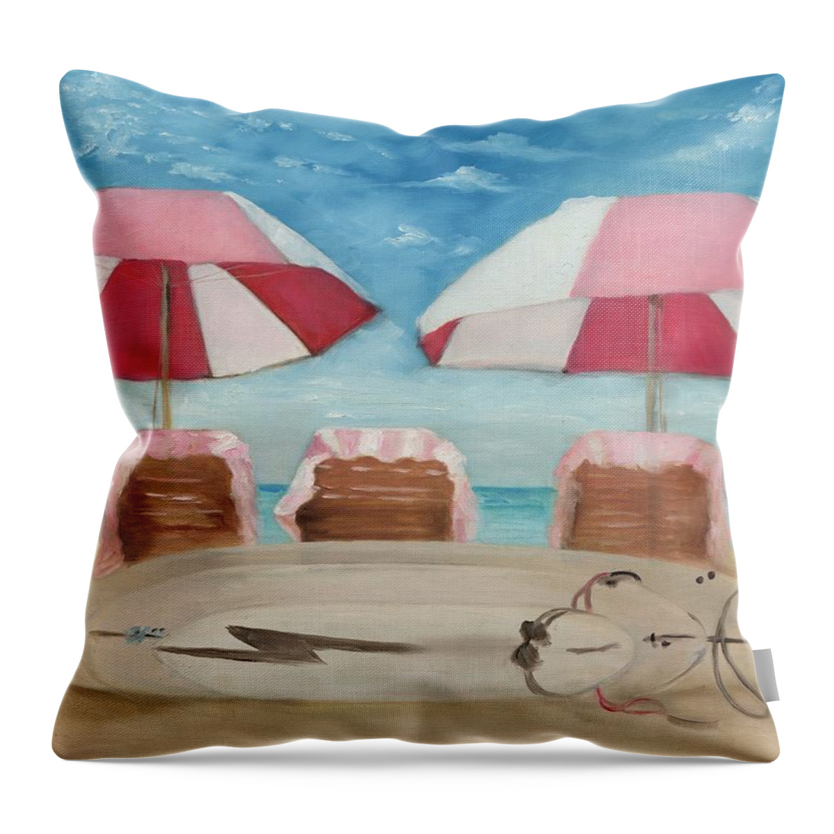 Hawaii Throw Pillow featuring the painting Royal Umbrellas #1 by Juliette Becker
