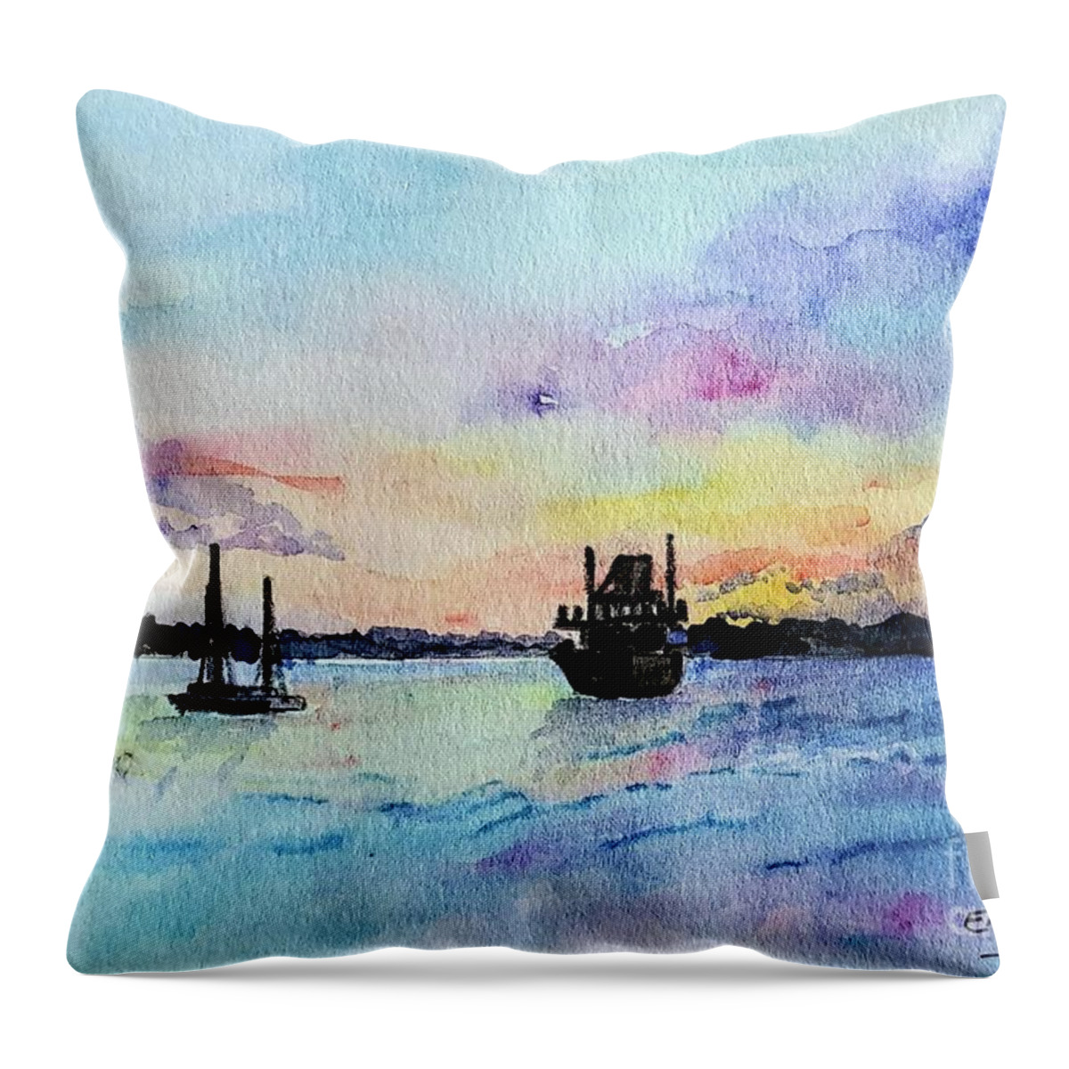 Turquoise Waters Throw Pillow featuring the painting Safe Harbor #1 by Eileen Kelly