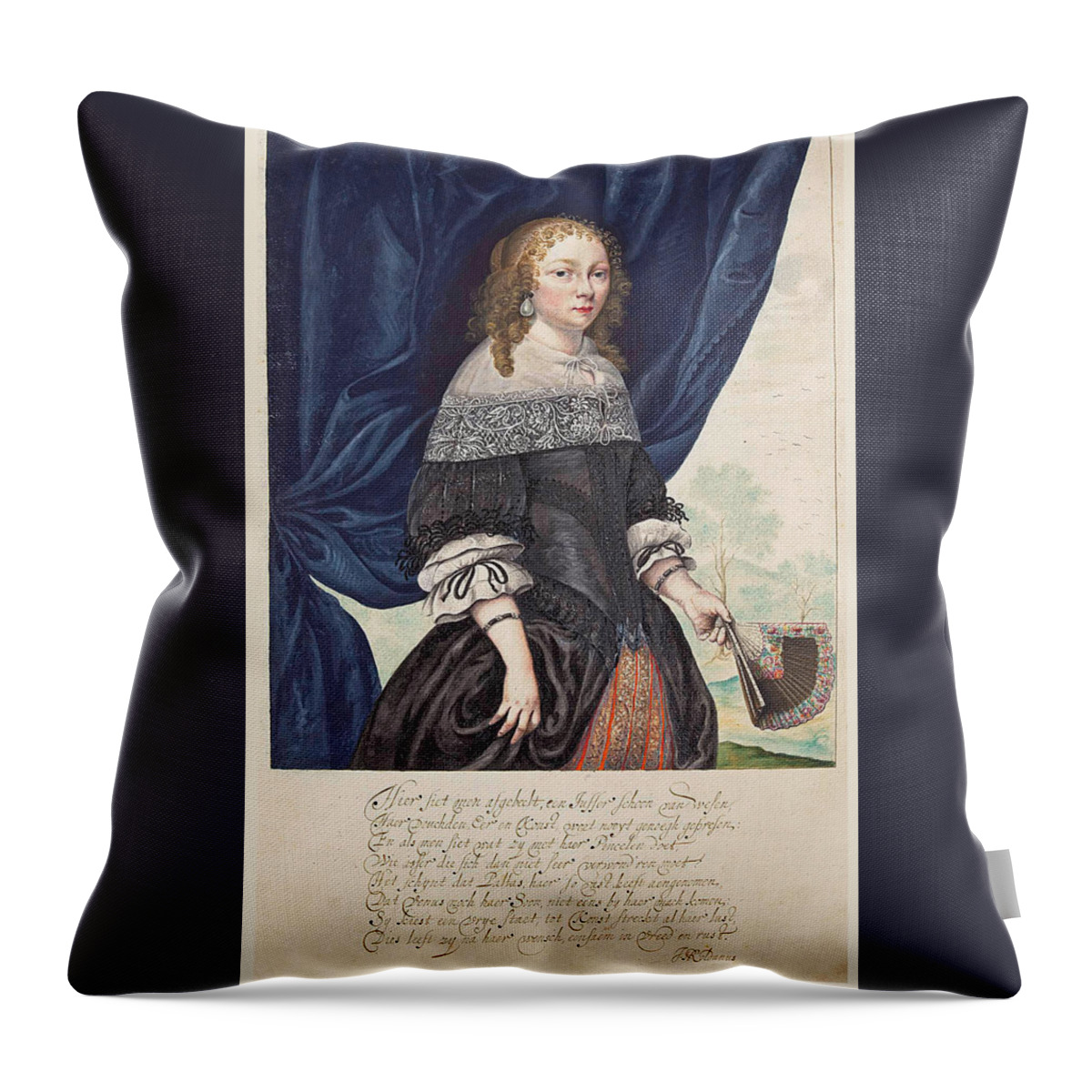 Gesina Ter Borch Throw Pillow featuring the drawing Self-portrait #2 by Gesina ter Borch