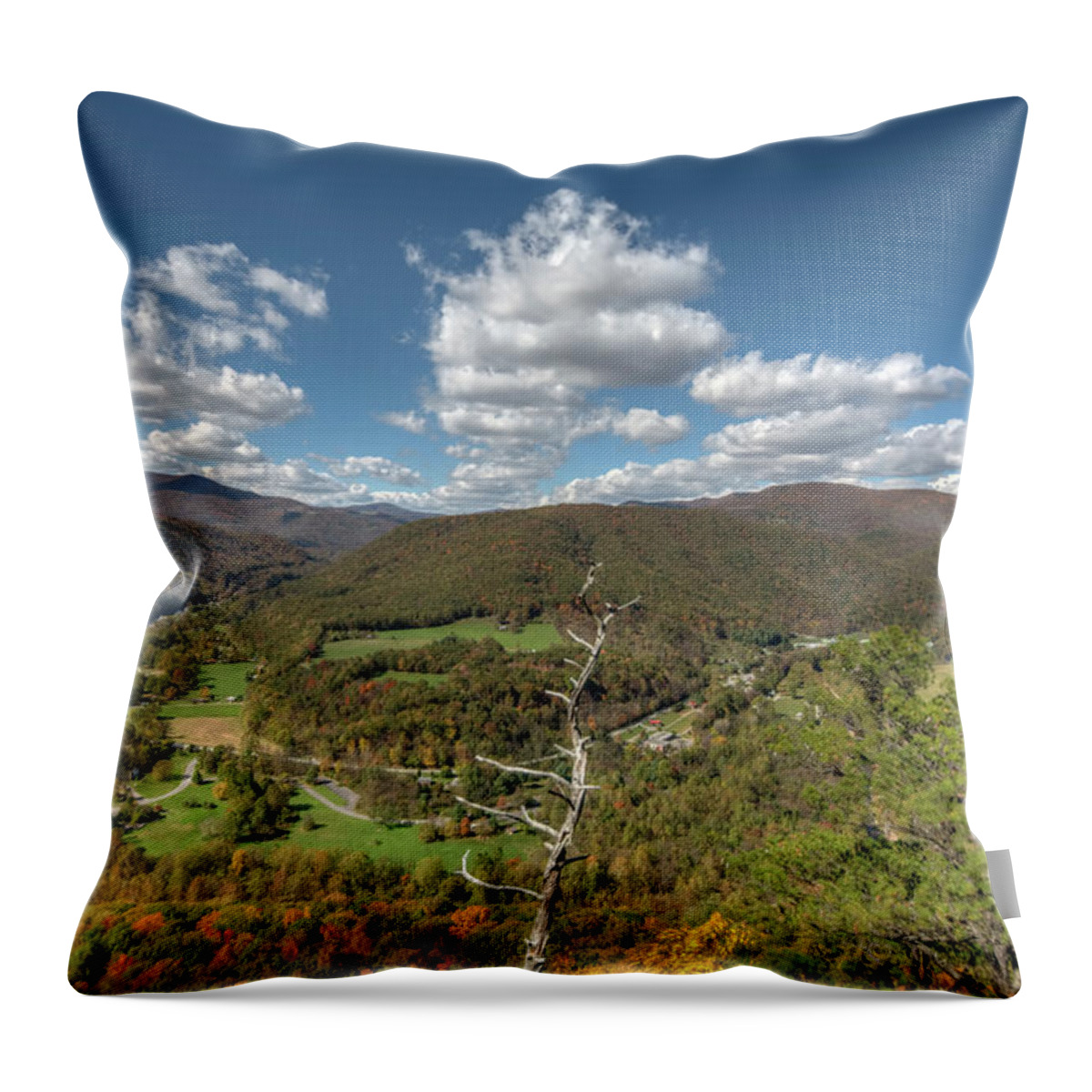 West Throw Pillow featuring the photograph Seneca Rocks Overlook #1 by Carolyn Hutchins