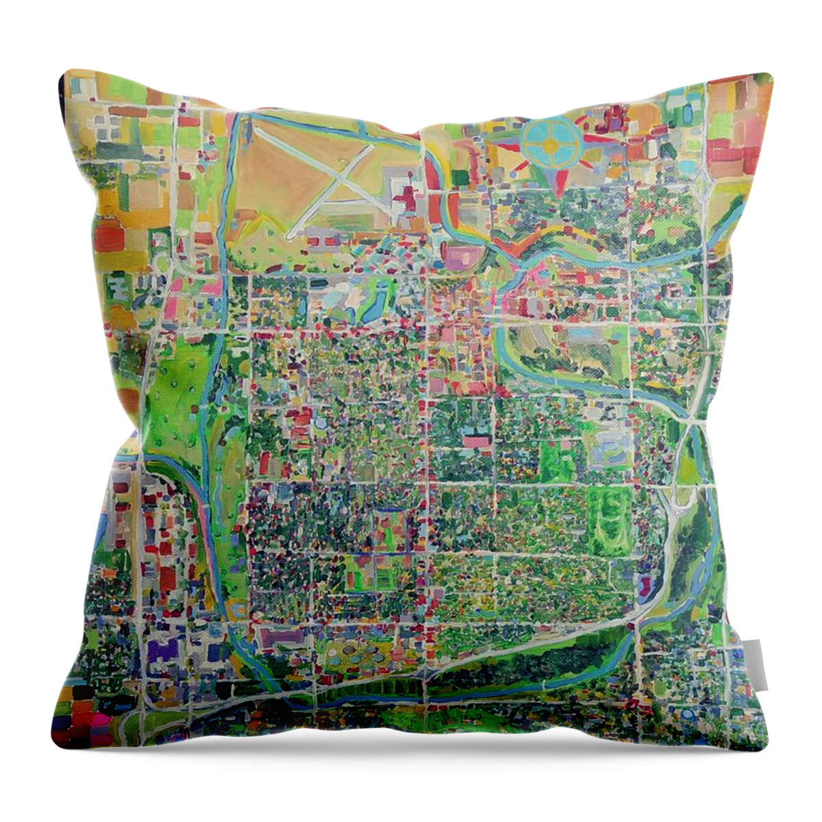 Sioux Falls Throw Pillow featuring the painting Sioux falls #1 by Rodger Ellingson
