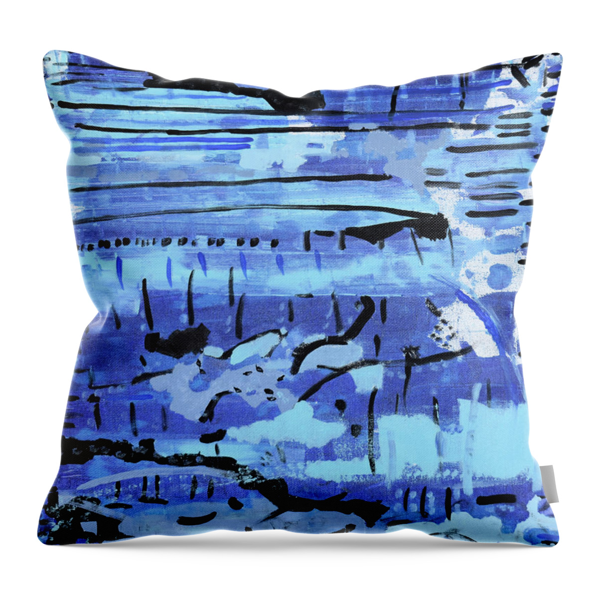 Colorado Throw Pillow featuring the painting Something Blue #1 by Pam O'Mara