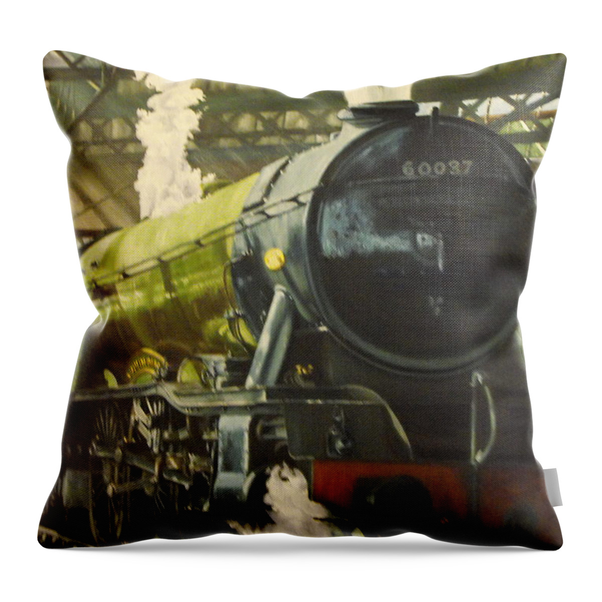 Steam Train Throw Pillow featuring the painting Steam Train #1 by HH Palliser