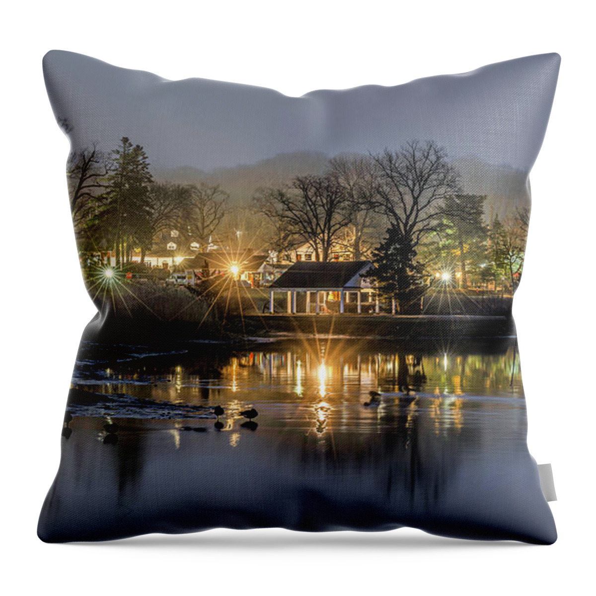 Harbor Throw Pillow featuring the photograph Stony Brook Harbor at Dawn #1 by Sean Mills