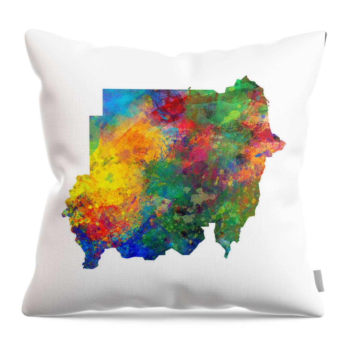 Sudan Throw Pillow featuring the digital art Sudan Watercolor Map #1 by Michael Tompsett