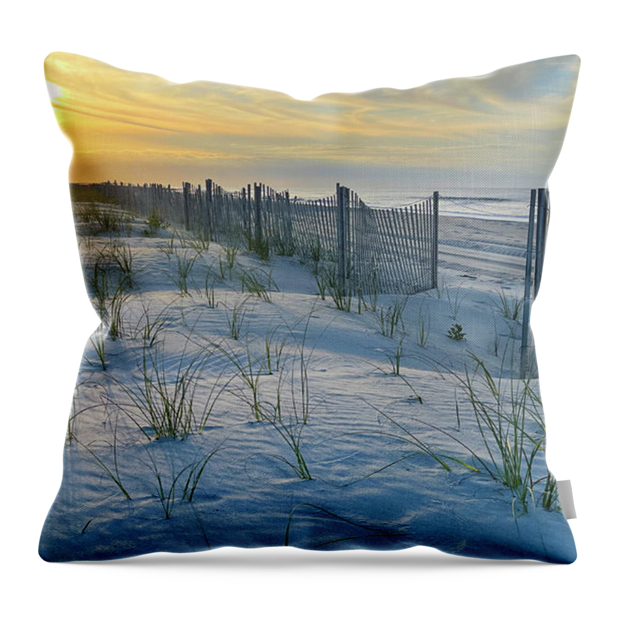 Sunrise Throw Pillow featuring the photograph Sunrise at Holden Beach 7614b #1 by Jack Schultz