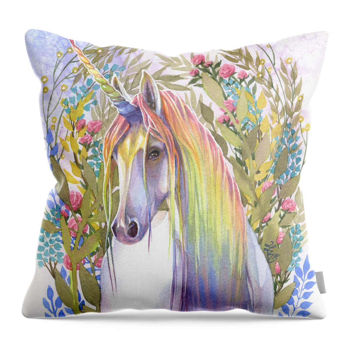 Unicorn Throw Pillow featuring the painting Sunshine #2 by Sara Burrier