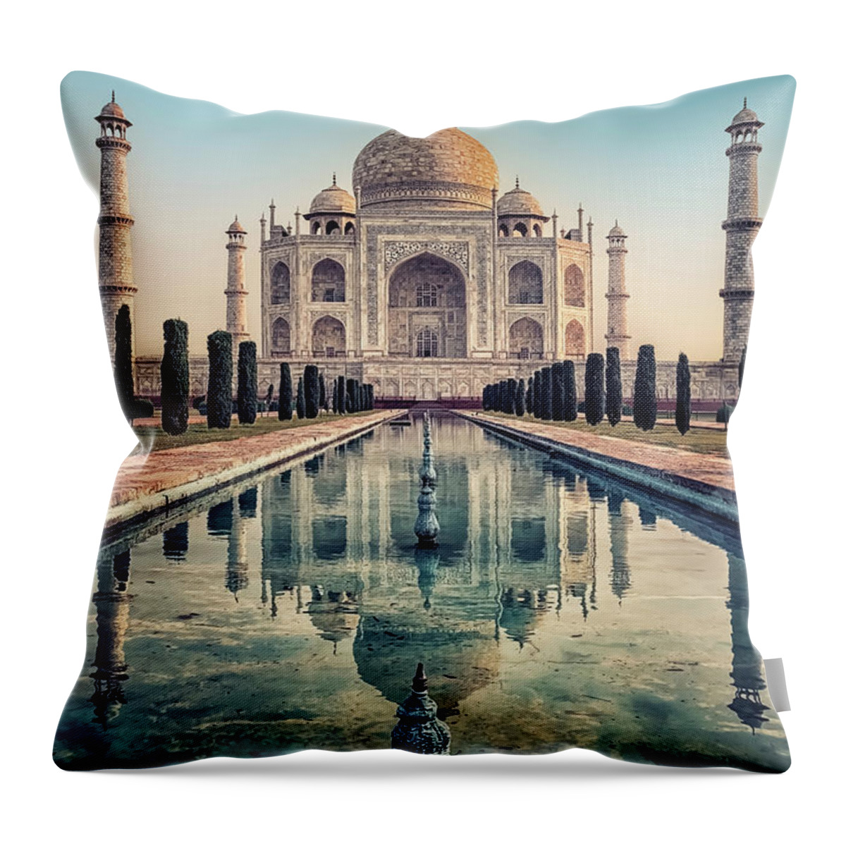 Architecture Throw Pillow featuring the photograph Taj Mahal in Agra by Manjik Pictures