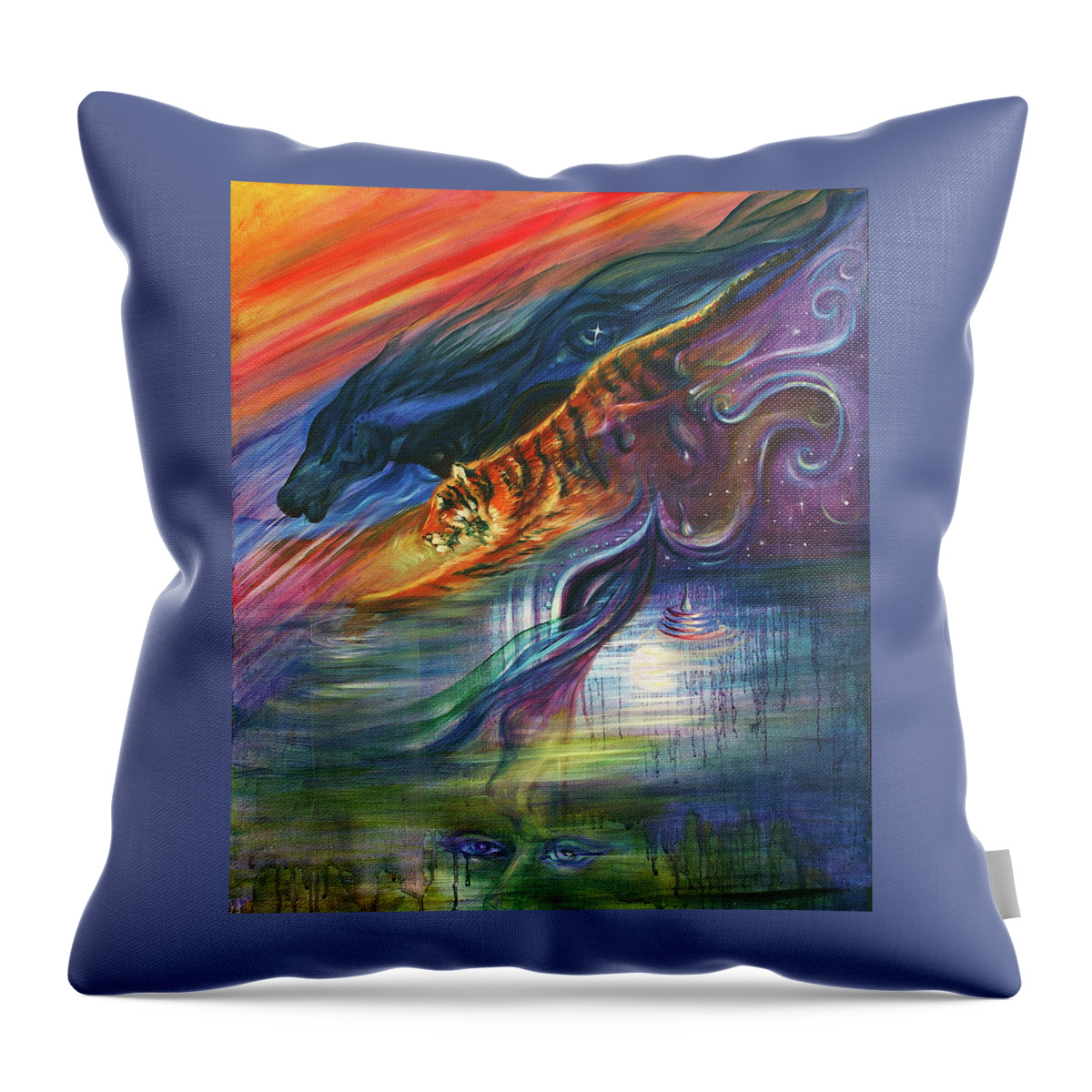 Masks Throw Pillow featuring the mixed media Tears of the Tiger #1 by Sofanya White