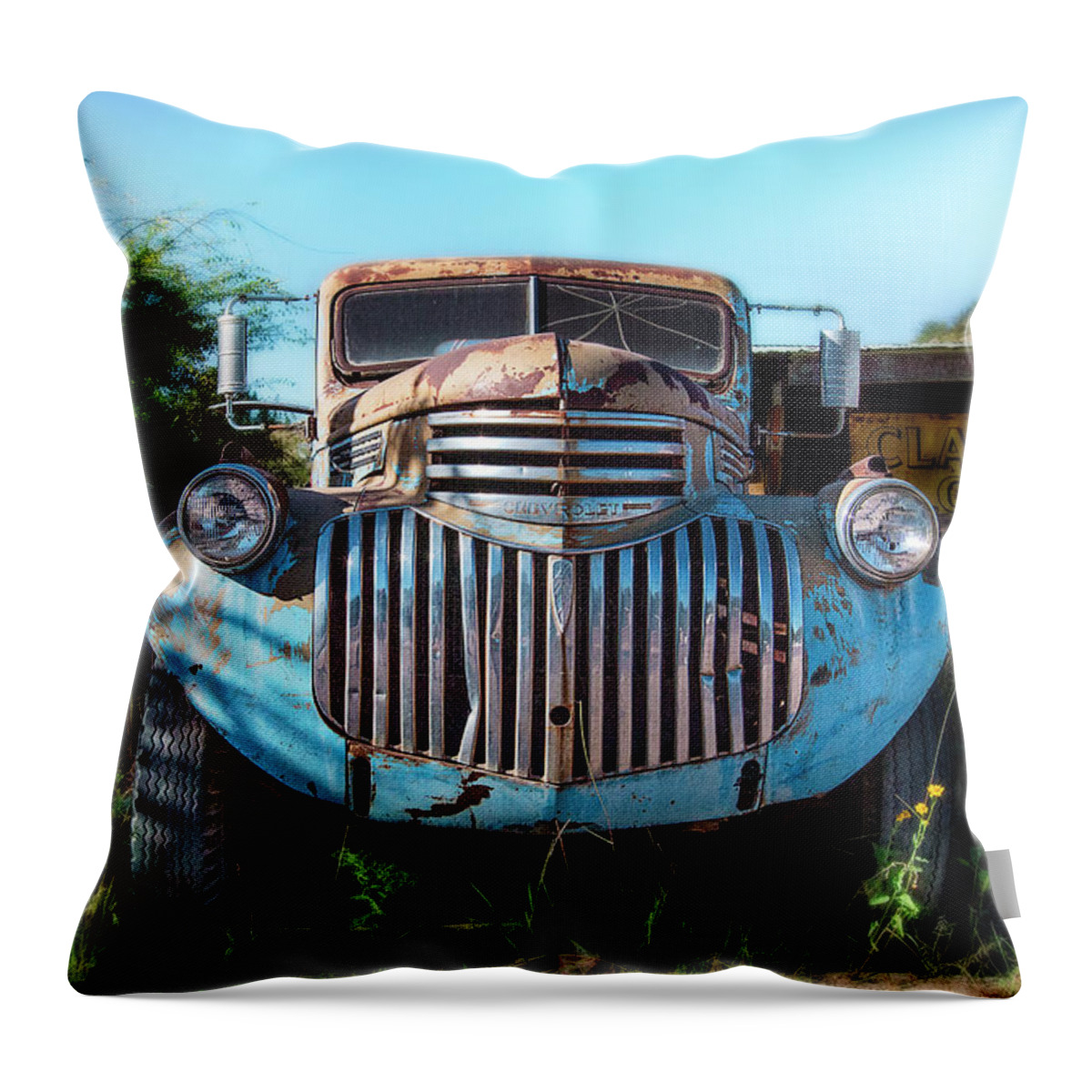 Vintage Truck Throw Pillow featuring the photograph Teeth and Rust #1 by Carmen Kern