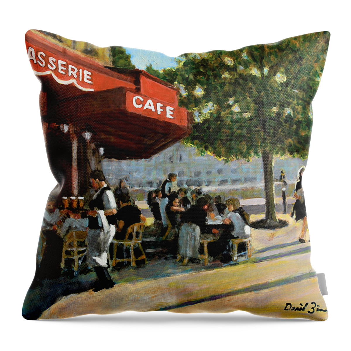 Cafe Throw Pillow featuring the painting The Brasserie #1 by David Zimmerman