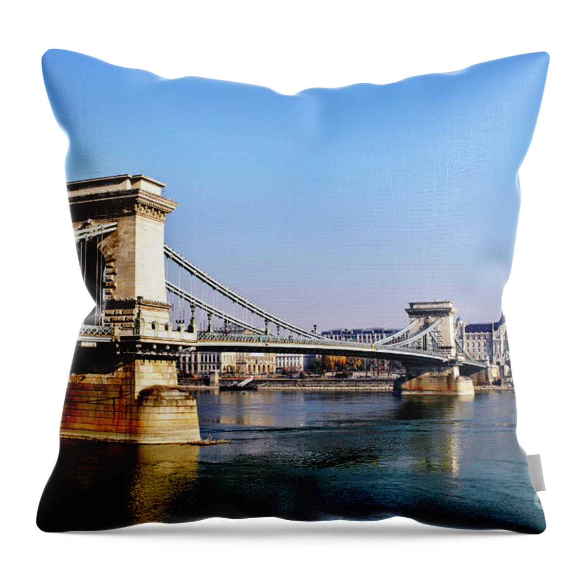 Budapest Throw Pillow featuring the photograph The Chain Bridge in Budapest #1 by Jelena Jovanovic