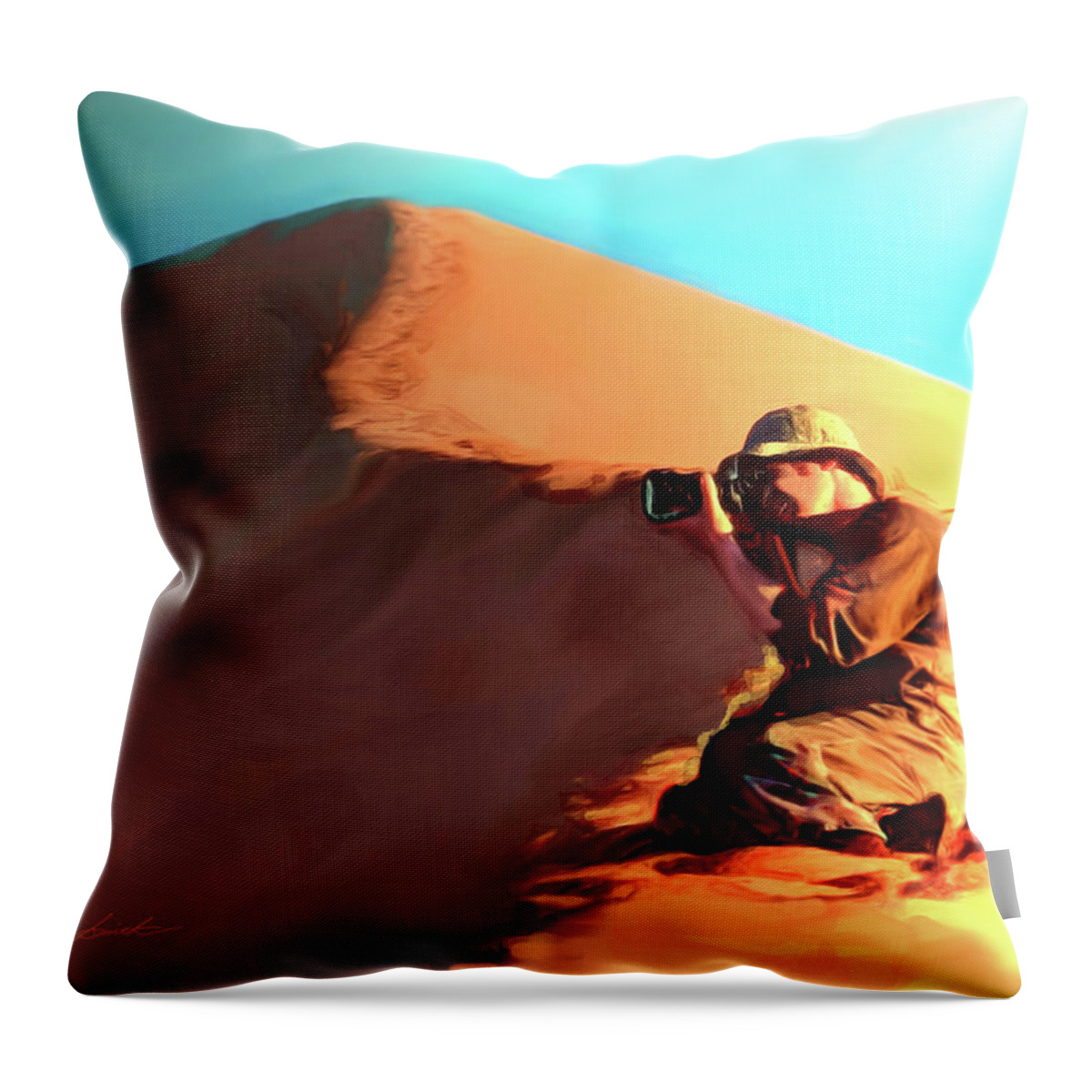 Sand Dune Throw Pillow featuring the painting The Explorer #1 by Joel Smith