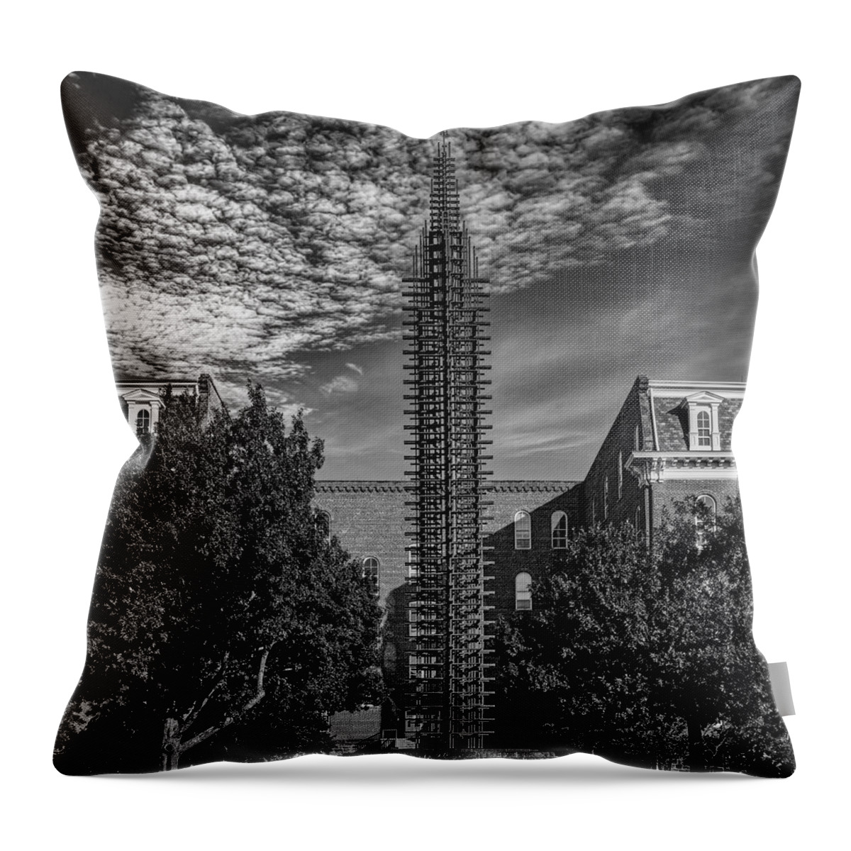 University Of Arkansas Throw Pillow featuring the photograph The Fulbright Peace Fountain #1 by Mountain Dreams