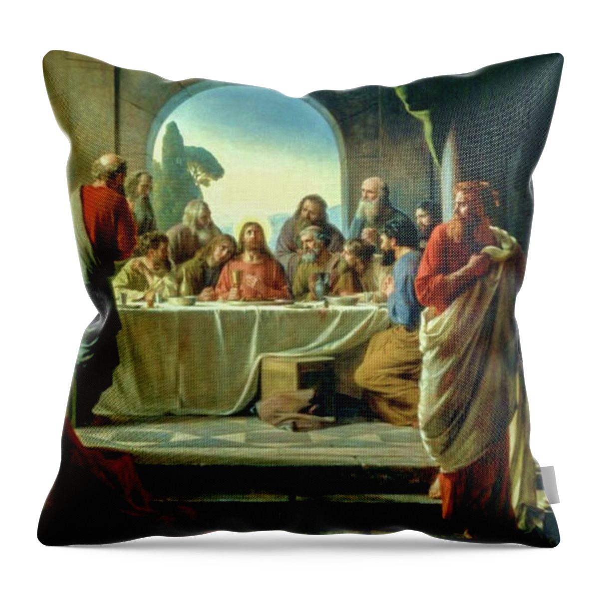 Christian Throw Pillow featuring the painting The Last Supper #1 by Carl Bloch