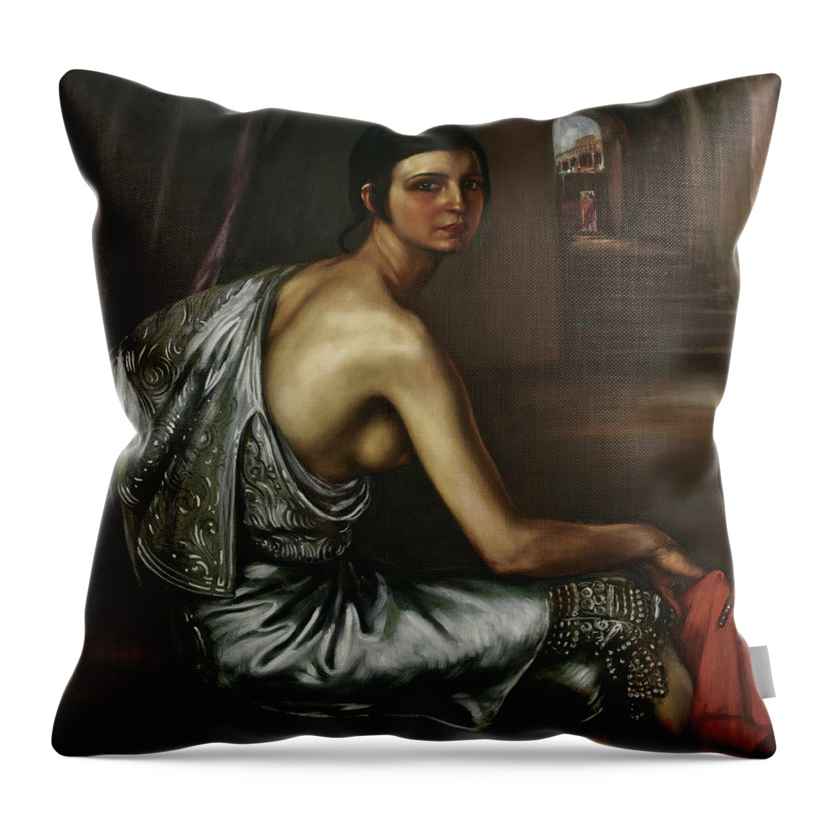 Painting Throw Pillow featuring the painting The Torero Girl #1 by Julio Romero De Torres