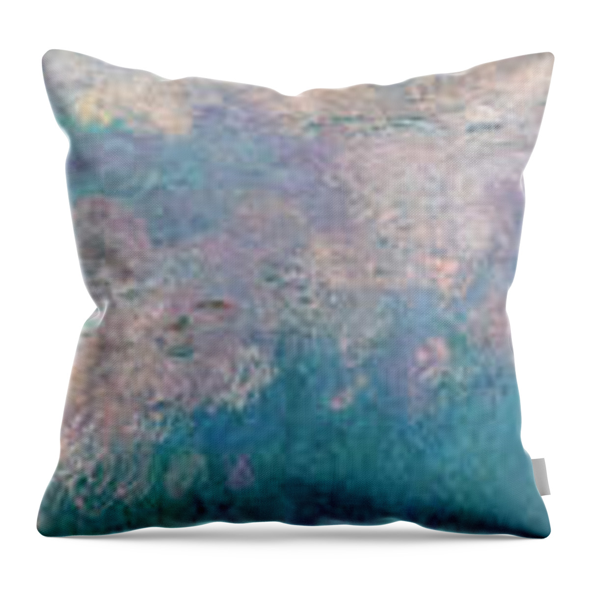 The Water Lilies Throw Pillow featuring the painting The Water Lilies, The Clouds #1 by Claude Monet