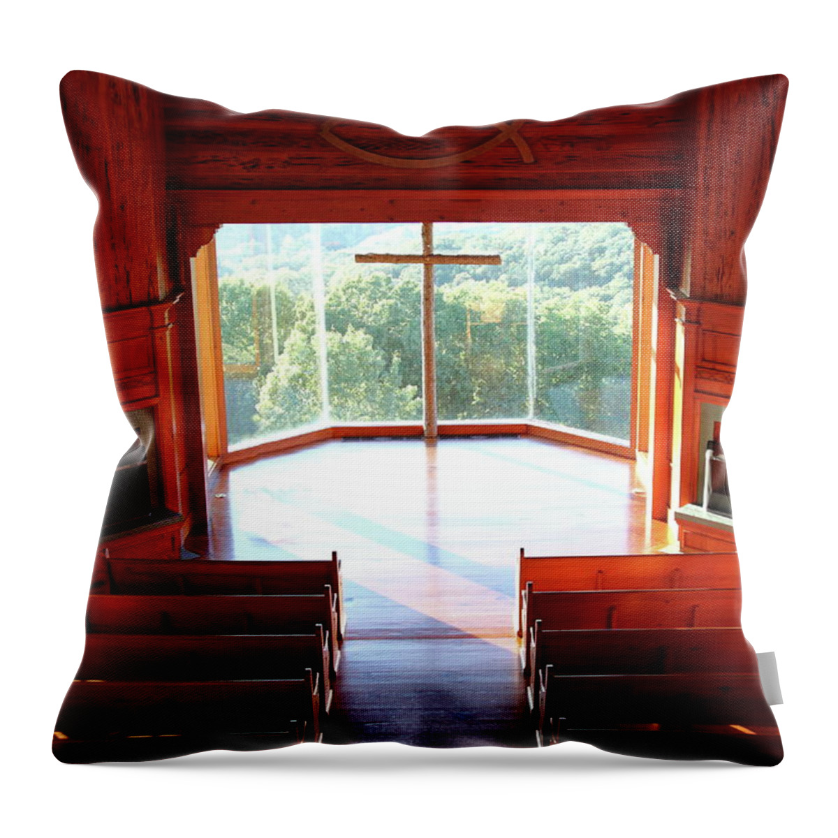 Table Rock Lake Throw Pillow featuring the photograph Top of the Rock Stone Chapel #1 by Lens Art Photography By Larry Trager