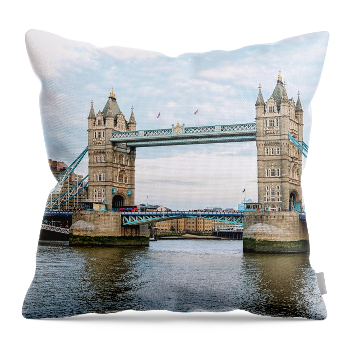 Modern Throw Pillow featuring the photograph Tower Bridge #1 by Manjik Pictures