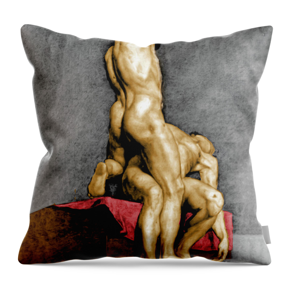 Fydor Bruni Throw Pillow featuring the painting Two Male Models #1 by Fydor Bruni