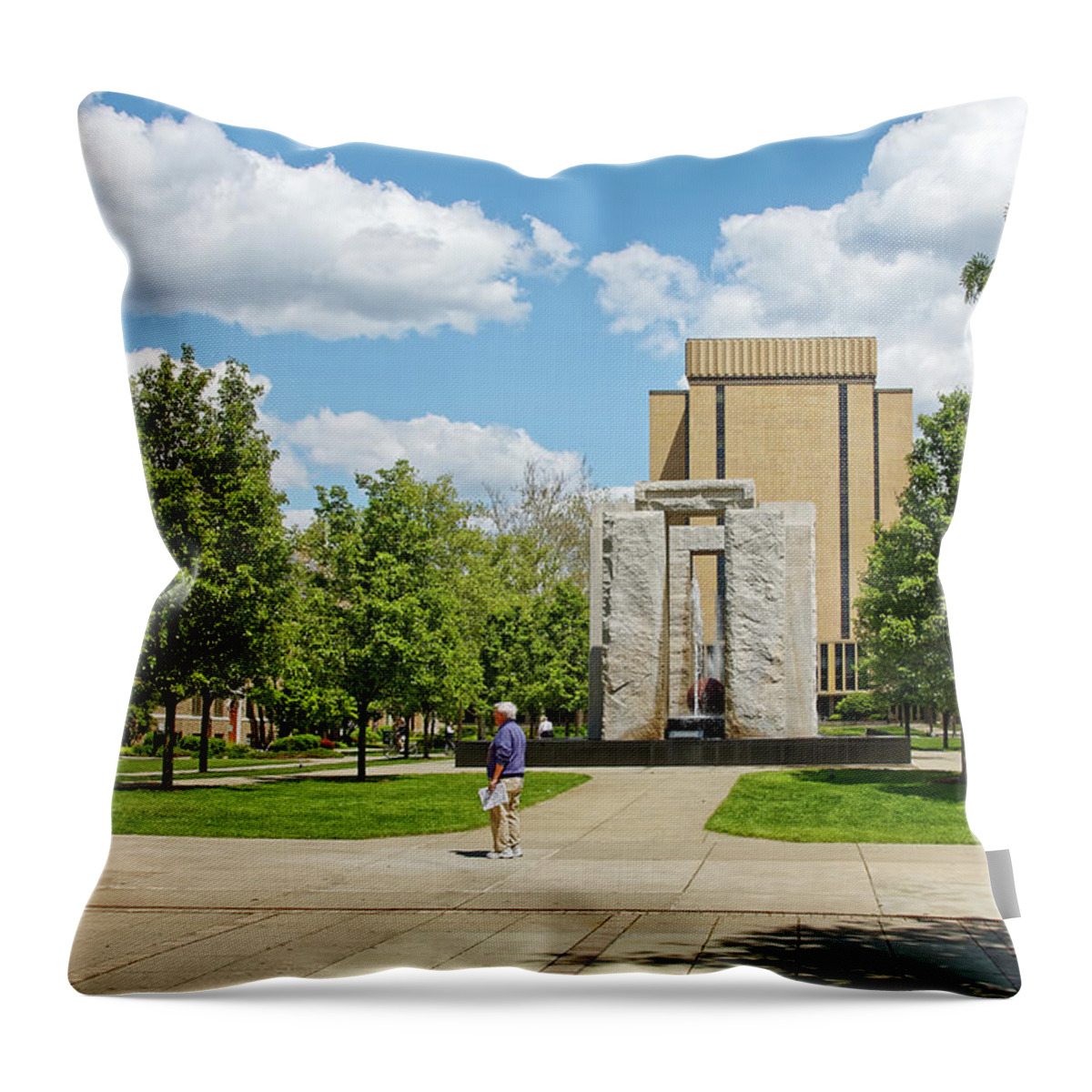 University Of Notre Dame Throw Pillow featuring the photograph University of Notre Dame Campus #1 by Sally Weigand