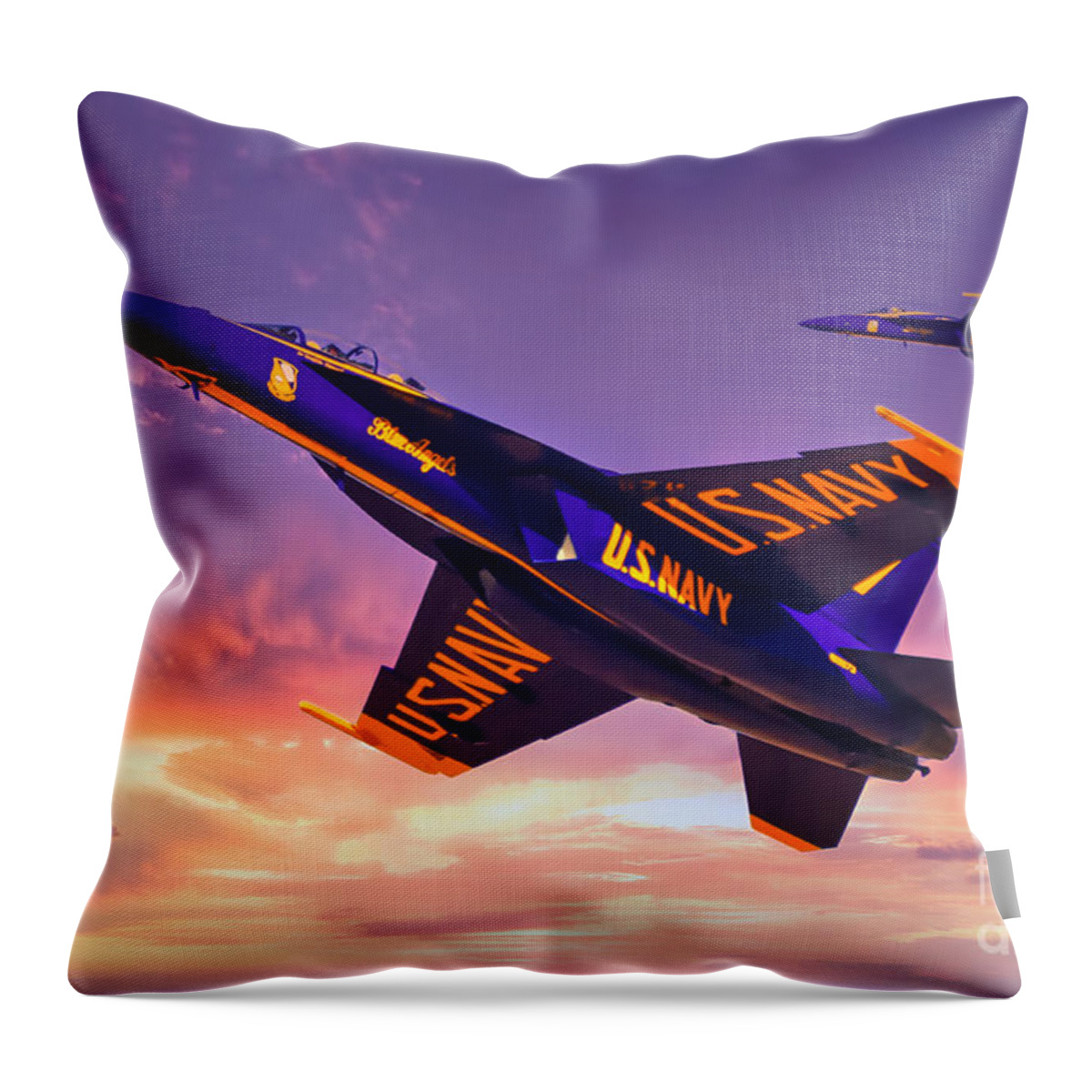 Top Gun Throw Pillow featuring the photograph U.S. Navy Flight Demonstration Squadron - The Blue Angels #1 by Sam Antonio